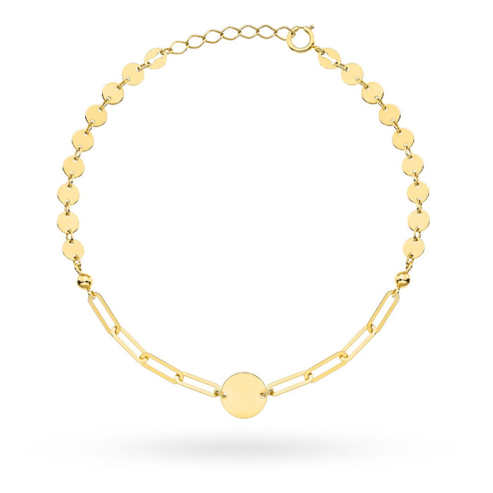 Złota Bransoletka 585 14kt pełne kółko długie ogniwa kółeczka elegancka na prezent Złota Bransoletka 585 14kt pełne kółko długie ogniwa kółeczka elegancka na prezent