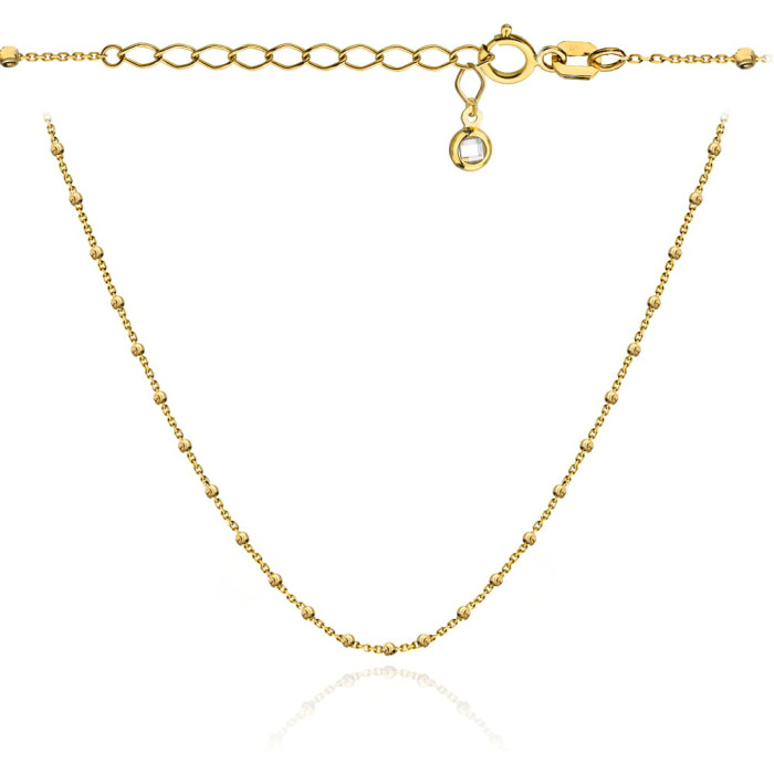 Naszyjnik złoty 585 delikatne diamentowane kuleczki 36+4 cm Naszyjnik złoty 585 delikatne diamentowane kuleczki 36+4 cm