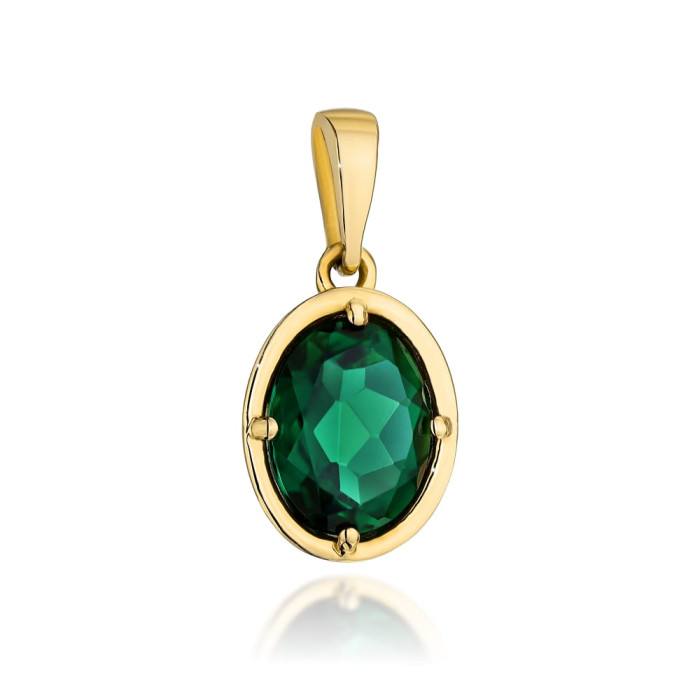 Elegancka zawieszka złota 585 z zielonym kwarcem w złotej oprawie zielony wisiorek na łańcuszek Elegancka zawieszka złota 585 z zielonym kwarcem w złotej oprawie zielony wisiorek na łańcuszek