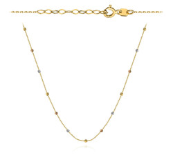 Naszyjnik złoty diamentowane kuleczki w trzech kolorach złota choker