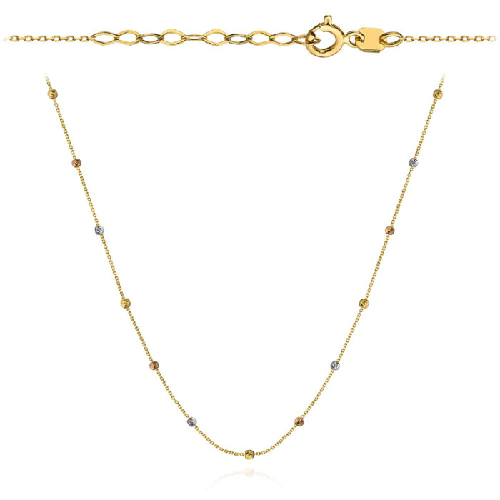 Naszyjnik złoty diamentowane kuleczki w trzech kolorach złota choker Naszyjnik złoty diamentowane kuleczki w trzech kolorach złota choker