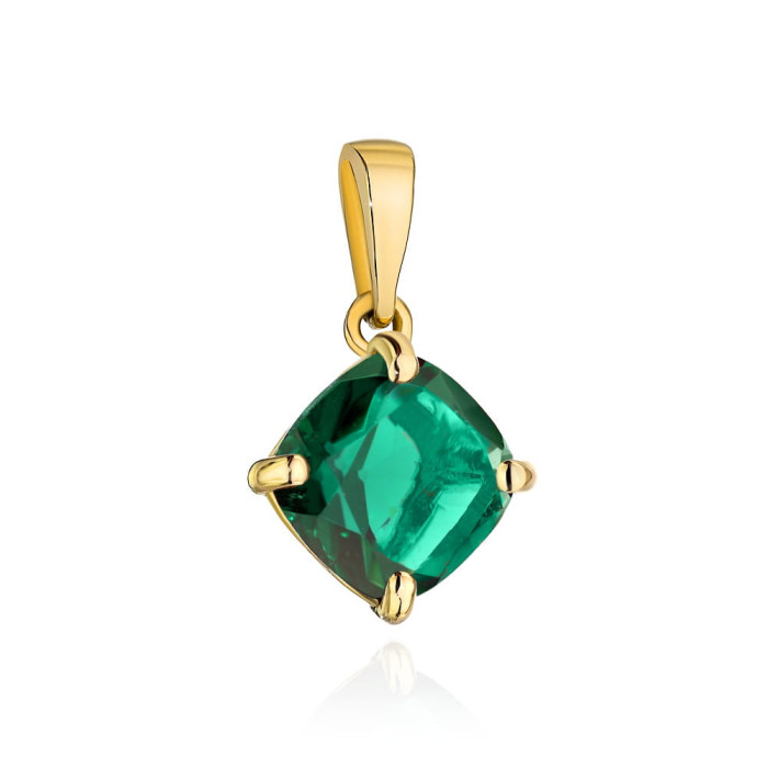 Delikatna złota zawieszka 585 elegancki zielony kamień kwarc w czterech łapkach wisiorek na łańcuszek Delikatna złota zawieszka 585 elegancki zielony kamień kwarc w czterech łapkach wisiorek na łańcuszek