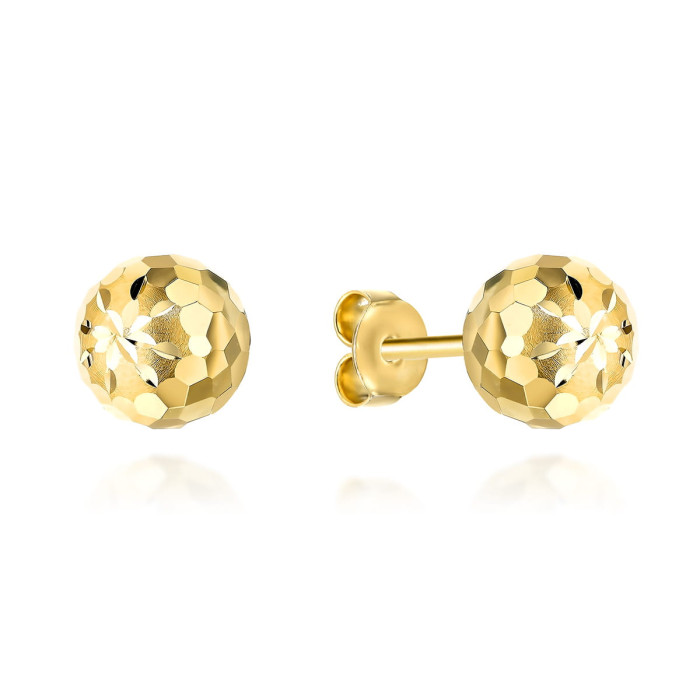 Damskie kolczyki złote 585 kulki party z kwiatkiem 7mm sztyfty Damskie kolczyki złote 585 kulki party z kwiatkiem 7mm sztyfty
