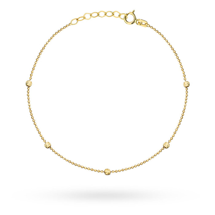 Złota bransoletka 585 kulkowa i diamentowane kulki splot ankier 0.96g 14k Złota bransoletka 585 kulkowa i diamentowane kulki splot ankier 0.96g 14k