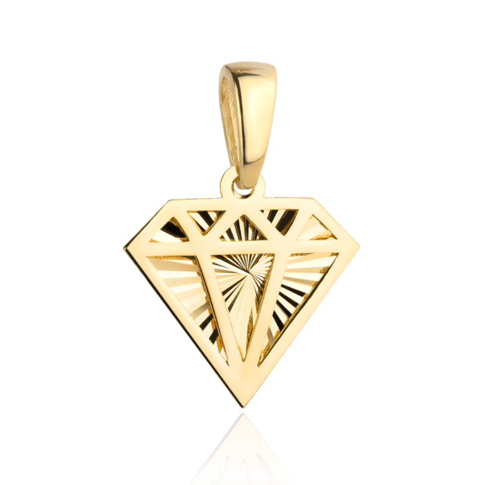 Zawieszka złota 585 14kt frezowany nowoczesny 3D diament wisior na łańcuszek prezent Zawieszka złota 585 14kt frezowany nowoczesny 3D diament wisior na łańcuszek prezent