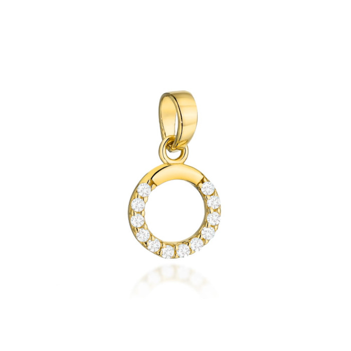 Zawieszka złota 585 14kt ring zdobiony cyrkoniami na delikatny model na łańcuszek Zawieszka złota 585 14kt ring zdobiony cyrkoniami na delikatny model na łańcuszek
