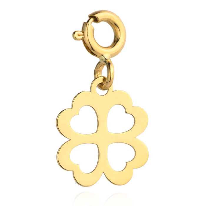 Zawieszka charms złota koniczynka 585 14kt koniczyna symbol szczęścia modny wisiorek do bransoletki Zawieszka charms złota koniczynka 585 14kt koniczyna symbol szczęścia modny wisiorek do bransoletki