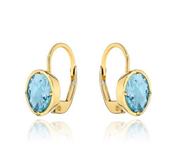 Kolczyki złote z kolekcji "COLORFUL STONE" - topaz owal