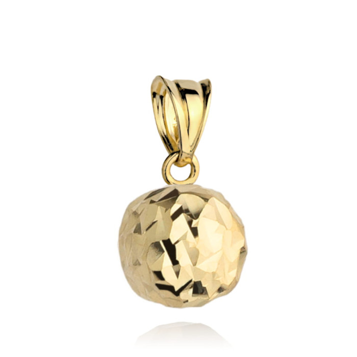 Delikatna złota 585 14kt diamentowana zawieszka kulka dmuchana kuleczka na łańcuszek Delikatna złota 585 14kt diamentowana zawieszka kulka dmuchana kuleczka na łańcuszek
