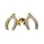 Srebrne pozłacane kolczyki 925 wishbone z cyrkoniami 1,22g