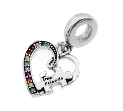 Zawieszka srebrny charms serce puzzel przyjaźń