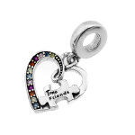 Zawieszka srebrny charms serce puzzel przyjaźń