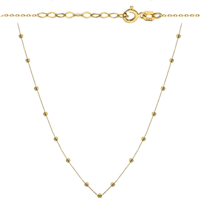 Modny naszyjnik ze złota 585 z diamentowanymi kulkami, długość 42cm 14kt Modny naszyjnik ze złota 585 z diamentowanymi kulkami, długość 42cm 14kt