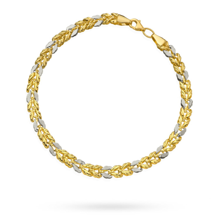 Elegancka bransoletka ze złota 585 pleciona w dwóch kolorach, długość 18,5cm 14kt Elegancka bransoletka ze złota 585 pleciona w dwóch kolorach, długość 18,5cm 14kt