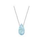 Srebrny naszyjnik 925 kropla kamień Topaz Sky blue