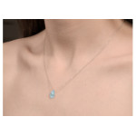 Srebrny naszyjnik 925 kropla kamień Topaz Sky blue