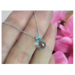 Srebrny naszyjnik 925 kropla kamień Topaz Sky blue