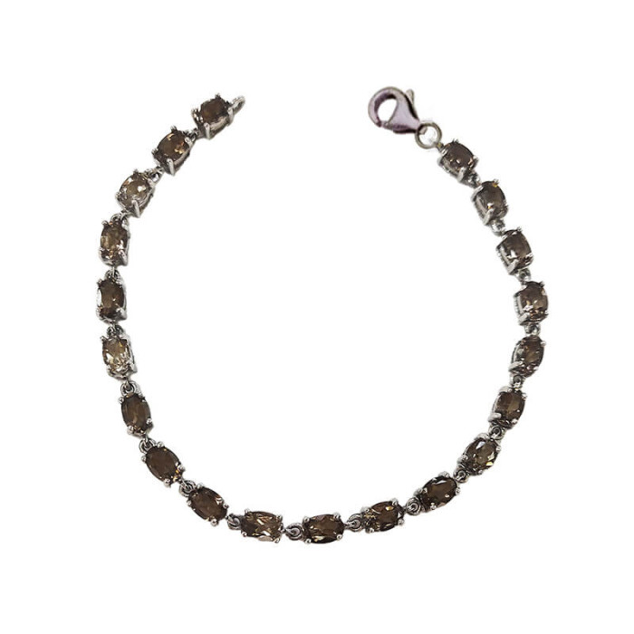 Elegancka bransoletka ze srebra 925 z kwarcem dymnym Elegancka bransoletka ze srebra 925 z kwarcem dymnym