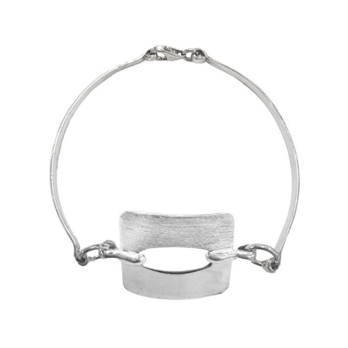 Bransoletka ze srebra 925 sztywna bangle z prostokątną ozdobą