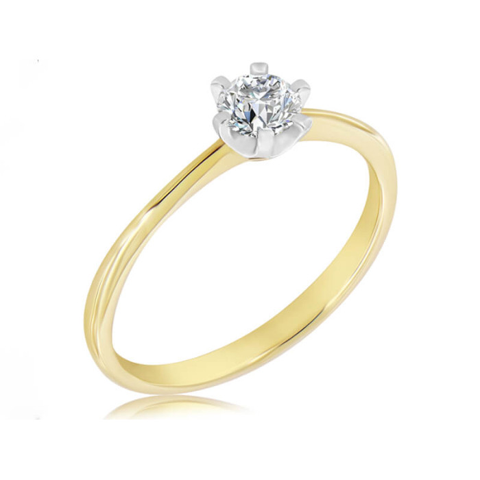 Pierścionek z żółtego i białego złota 585 z diamentem 14K Pierścionek z żółtego i białego złota 585 z diamentem 14K