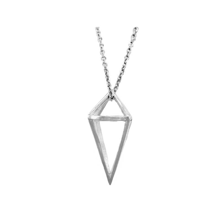 Srebrny naszyjnik 925 nowoczesny z diamentem 3D bez kamieni Srebrny naszyjnik 925 nowoczesny z diamentem 3D bez kamieni