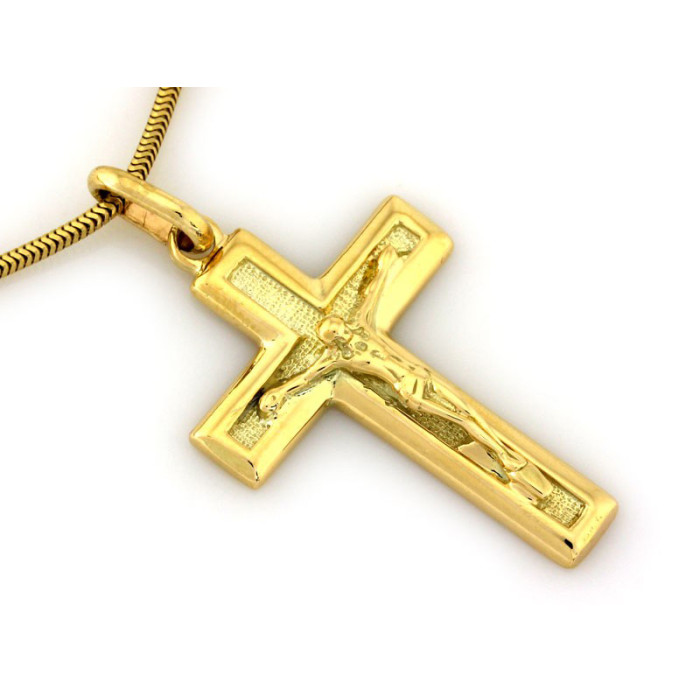 Złota zawieszka 585 Krzyżyk z Jezusem Chrystusem szeroki 6.44 g Złota zawieszka 585 Krzyżyk z Jezusem Chrystusem szeroki 6.44 g