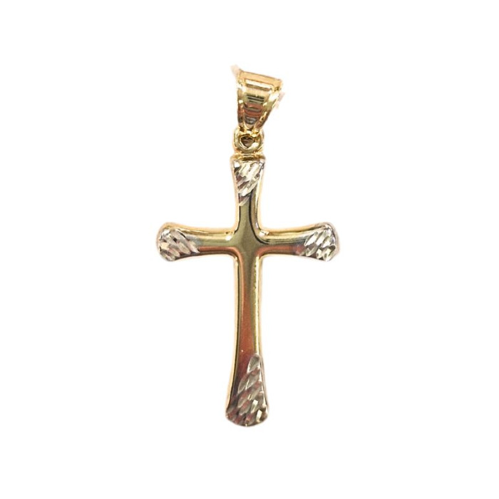 Złota przywieszka 585 krzyż z diamentowaniem z białego złota na prezent Złota przywieszka 585 krzyż z diamentowaniem z białego złota na prezent