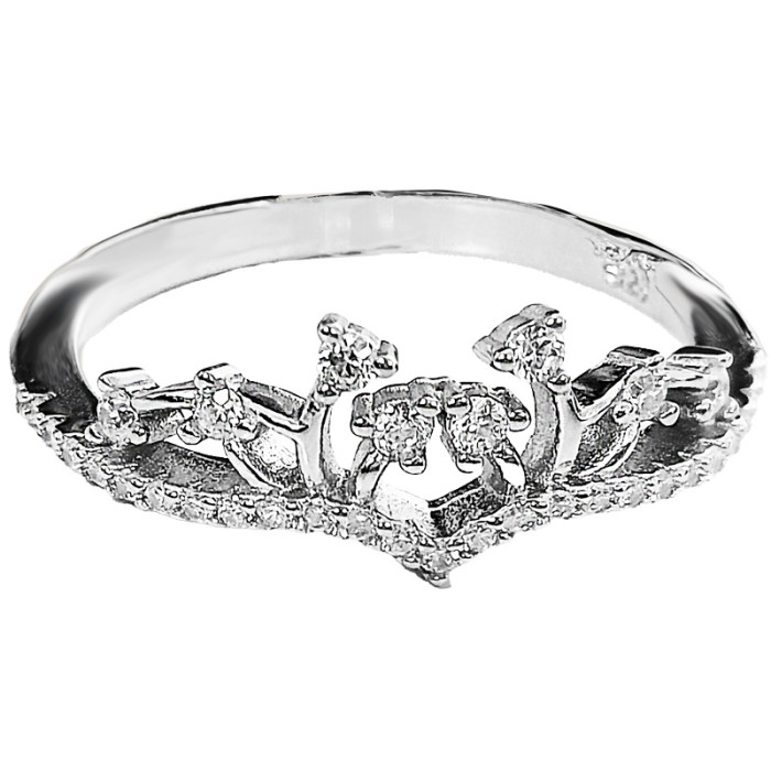 Srebrny pierścionek 925 z ażurowym eleganckim zdobieniem białe cyrkonie na prezent korona Srebrny pierścionek 925 z ażurowym eleganckim zdobieniem białe cyrkonie na prezent korona