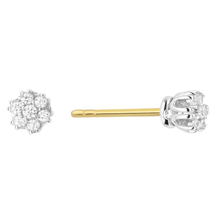Złote kolczyki 585 kwiatuszki z diamentami białe złoto 0,20ct Złote kolczyki 585 kwiatuszki z diamentami białe złoto 0,20ct