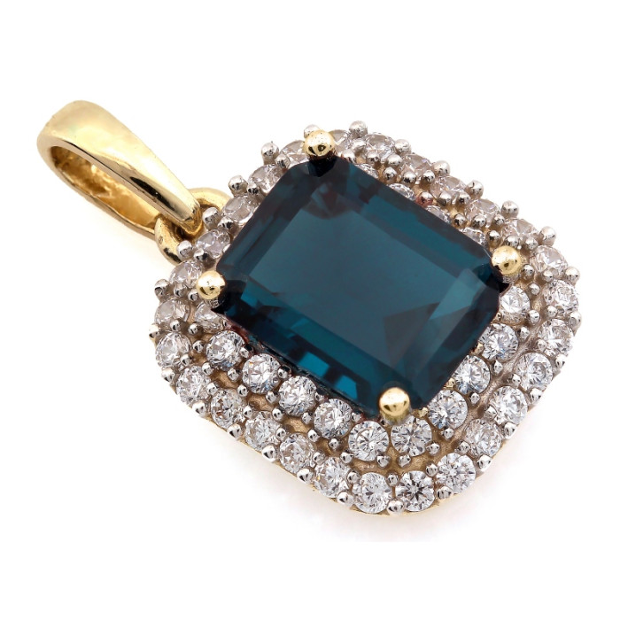 Złota prostokątna przywieszka 585 z kamieniami białe cyrkonie topaz london Złota prostokątna przywieszka 585 z kamieniami białe cyrkonie topaz london