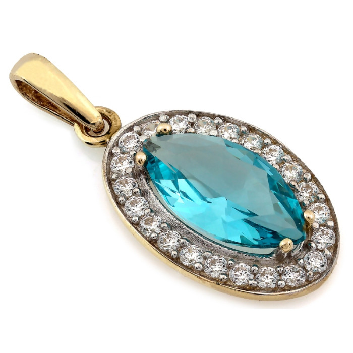 Zawieszka damska na elegancko złoto 585 z kamieniami topaz i cyrkonie Zawieszka damska na elegancko złoto 585 z kamieniami topaz i cyrkonie