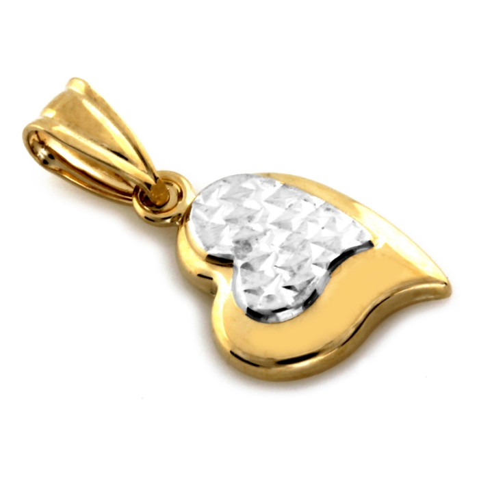 Złota zawieszka 375 serce dwukolorowe diamentowane delikatne 9k Złota zawieszka 375 serce dwukolorowe diamentowane delikatne 9k