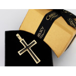 Złoty krzyżyk 585 z czarnymi cyrkoniami nowoczesny elegancki zawieszka 14k