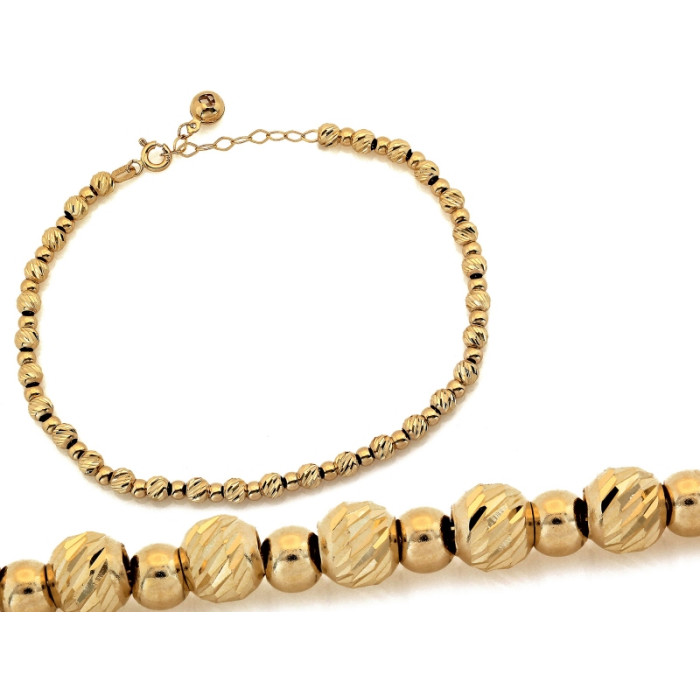 Elegancka złota bransoletka 585 z diamentowanymi kulkami klasyczna 14k Elegancka złota bransoletka 585 z diamentowanymi kulkami klasyczna 14k