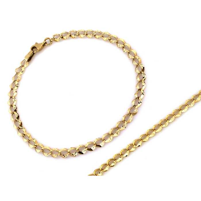Złota bransoletka 375 delikatna diamentowana pancerka rozmiar 19 elegancka 9k Złota bransoletka 375 delikatna diamentowana pancerka rozmiar 19 elegancka 9k