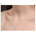 Srebrny naszyjnik 925 poduszka kamień Topaz Sky blue