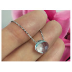Srebrny naszyjnik 925 poduszka kamień Topaz Sky blue