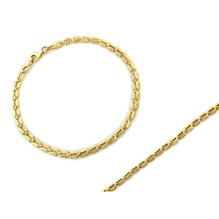 Złota bransoletka 375 błyszcząca z delikatnych połączonych elementów 18-19cm 9k Złota bransoletka 375 błyszcząca z delikatnych połączonych elementów 18-19cm 9k