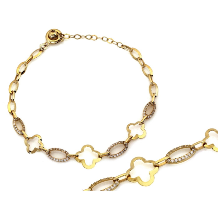 Modna złota bransoletka 585 z dużymi ogniwami trendy na czasie elegancka 14k Modna złota bransoletka 585 z dużymi ogniwami trendy na czasie elegancka 14k