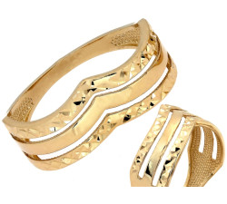 Wyjątkowy złoty pierścionek 585 potrójny błyszczący elegancki design 14k