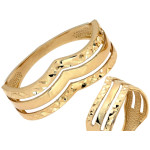 Wyjątkowy złoty pierścionek 585 potrójny błyszczący elegancki design 14k