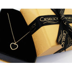 Złoty naszyjnik 585 z czarnym kamieniem w kształcie serca długości 45cm 14k