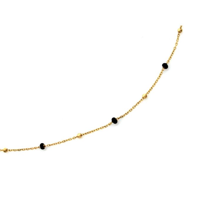 Ekskluzywny złoty naszyjnik 585 z czarnymi i złotymi kulkami długość 45cm 14k Ekskluzywny złoty naszyjnik 585 z czarnymi i złotymi kulkami długość 45cm 14k
