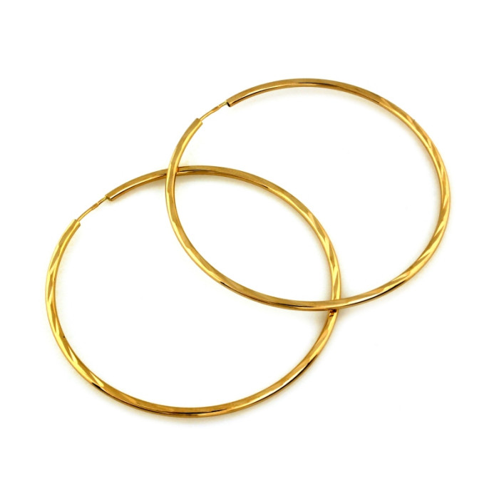 Złote kolczyki 585 duże koła kółka 51mm klasyczne szarniry na prezent Złote kolczyki 585 duże koła kółka 51mm klasyczne szarniry na prezent