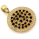 Złota zawieszka 585 okrągła z czarnymi cyrkoniami elegancka błyszcząca 14k