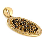 Złota zawieszka 585 okrągła z czarnymi cyrkoniami elegancka błyszcząca 14k