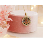 Złota zawieszka 585 okrągła z czarnymi cyrkoniami elegancka błyszcząca 14k