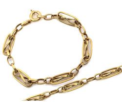 Efektowna złota bransoletka 585 z nieskończonością na dużych ogniwach 19cm 14k