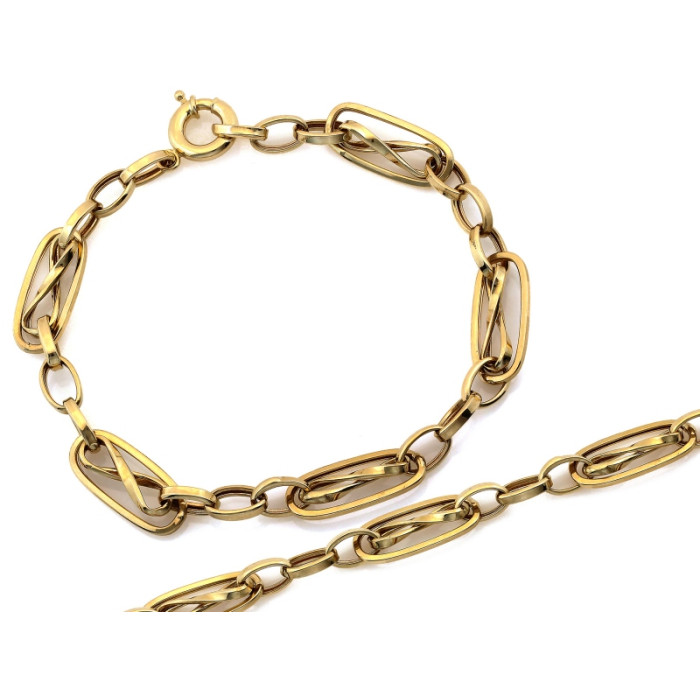 Efektowna złota bransoletka 585 z nieskończonością na dużych ogniwach 19cm 14k Efektowna złota bransoletka 585 z nieskończonością na dużych ogniwach 19cm 14k