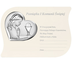 SREBRNY OBRAZ 925 NA KOMUNIE W RAMCE 17,2x12,5cm PREZENT